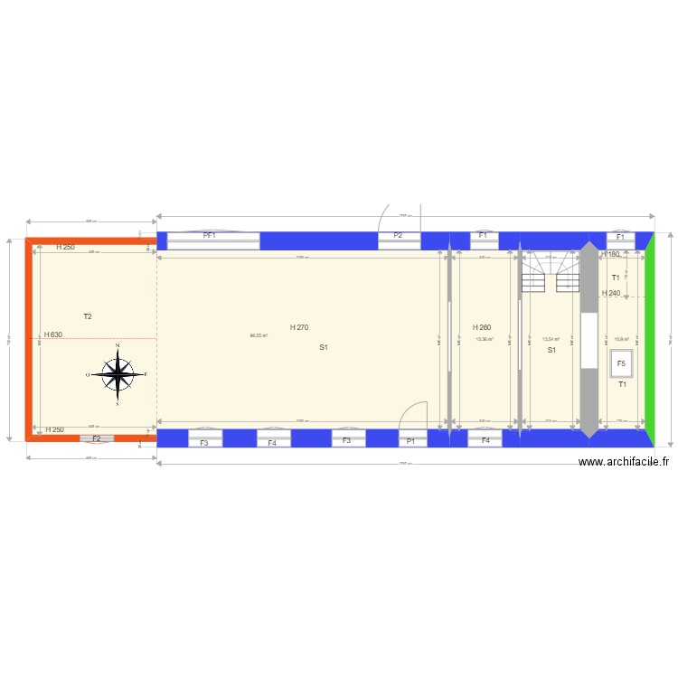 LOUVRADOUX. Plan de 9 pièces et 249 m2