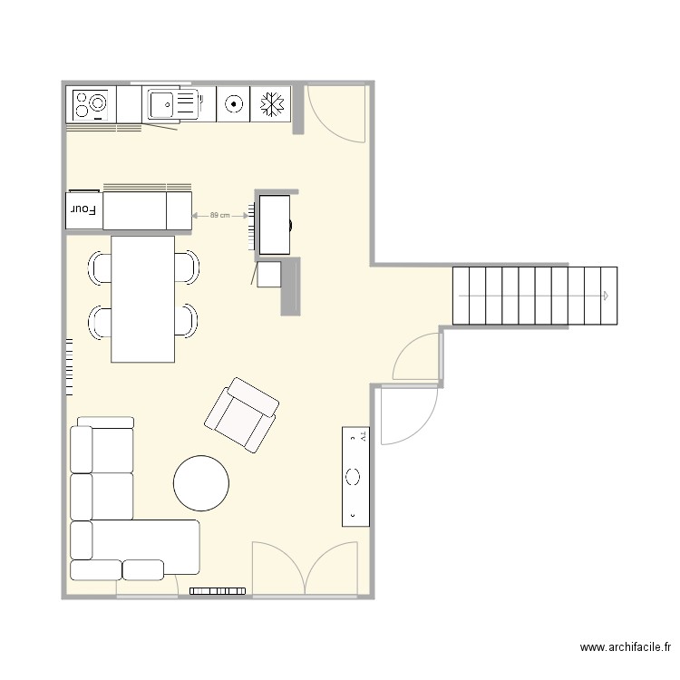 Projet Allende v2. Plan de 2 pièces et 42 m2