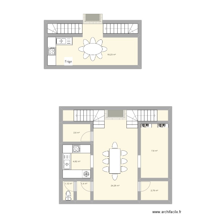 Maison. Plan de 13 pièces et 84 m2