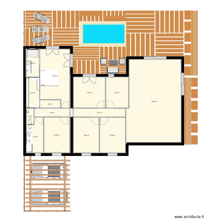 Agrandissement 2. Plan de 14 pièces et 146 m2