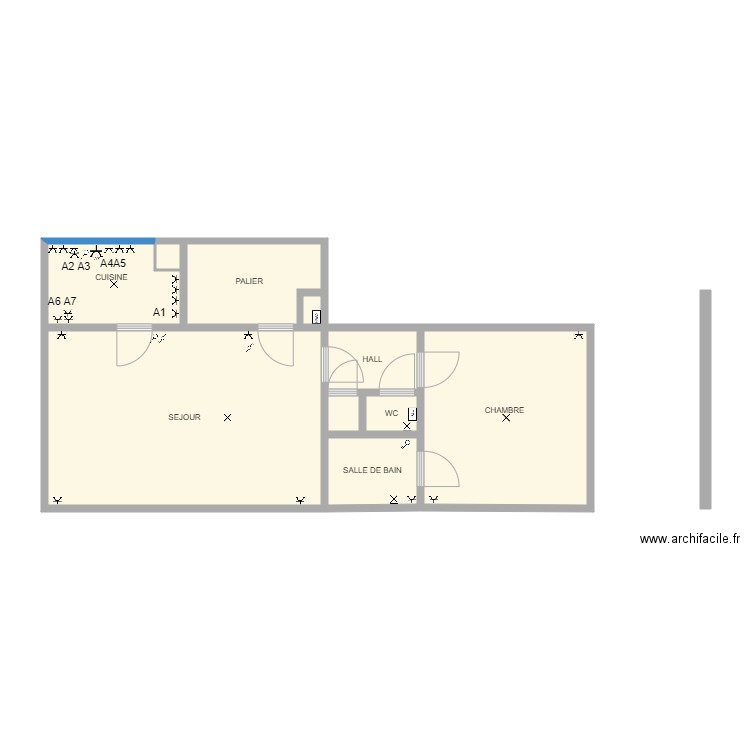 MAES . Plan de 10 pièces et 57 m2