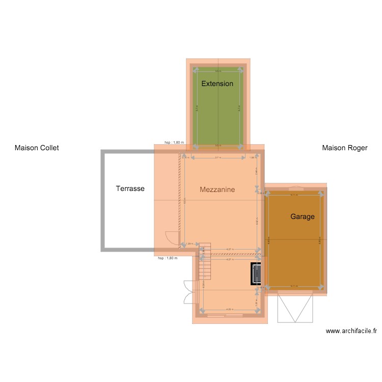 Tara Etage  avec toit et extension après travaux. Plan de 0 pièce et 0 m2