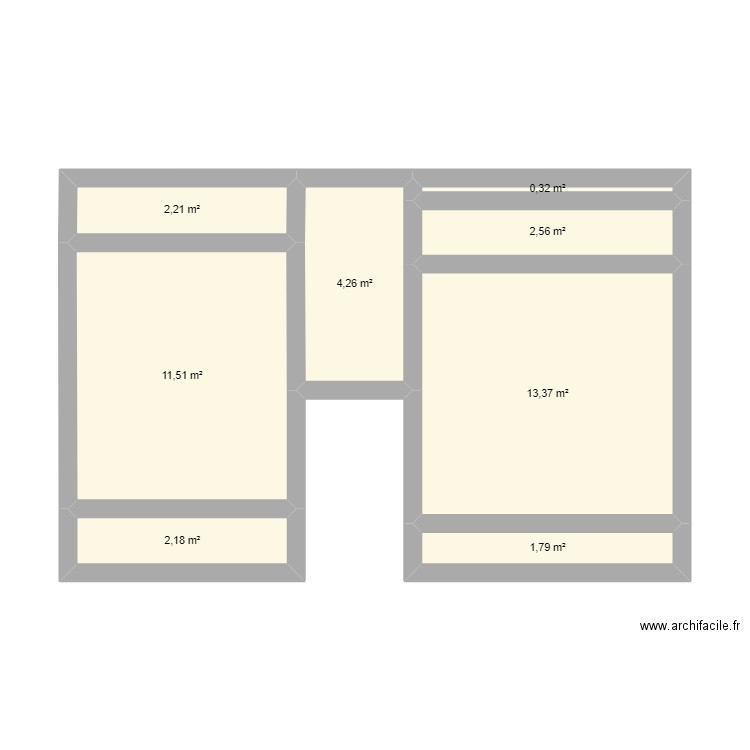 Etage. Plan de 8 pièces et 38 m2