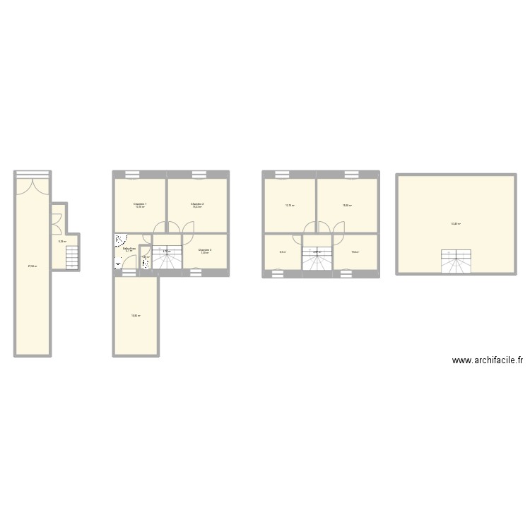 Jaures - actuel. Plan de 15 pièces et 198 m2