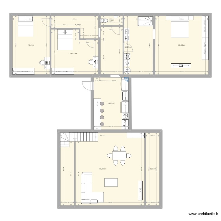 Atelier LEUZE. Plan de 9 pièces et 164 m2