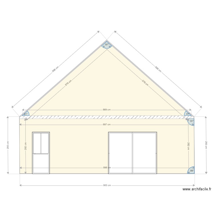 FACADE EST ANAIS. Plan de 2 pièces et 42 m2