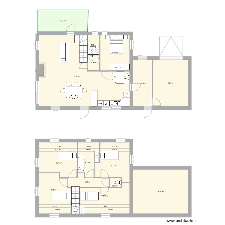 plan de maison 2. Plan de 28 pièces et 196 m2