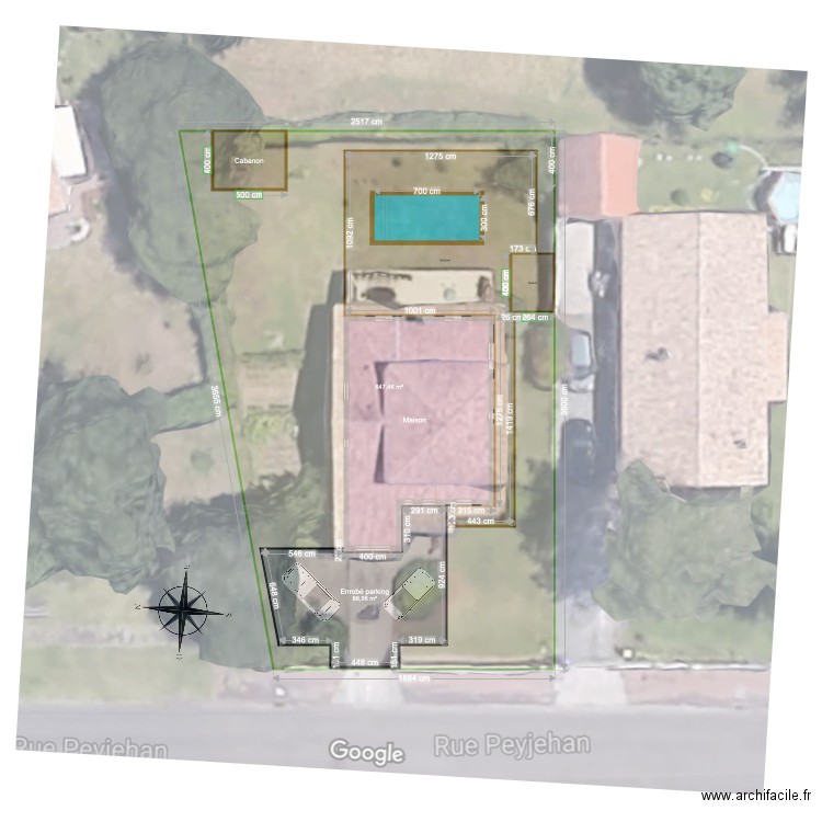 Peyjehan ext WIP. Plan de 6 pièces et 1178 m2