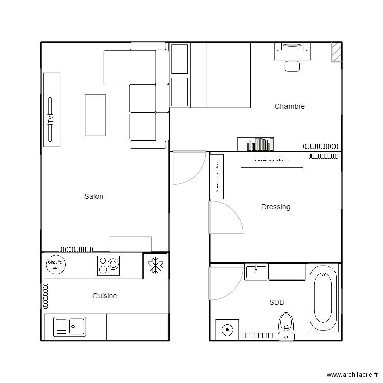 Appartement. Plan de 6 pièces et 48 m2