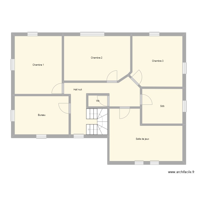 etage deglume. Plan de 8 pièces et 107 m2