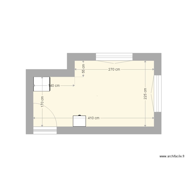 Chambre marianne - Plan 1 pièce 8 m2 dessiné par Peejee