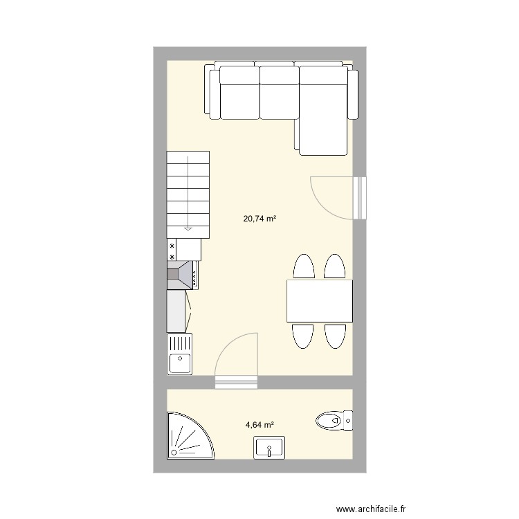 Tiny house . Plan de 2 pièces et 25 m2