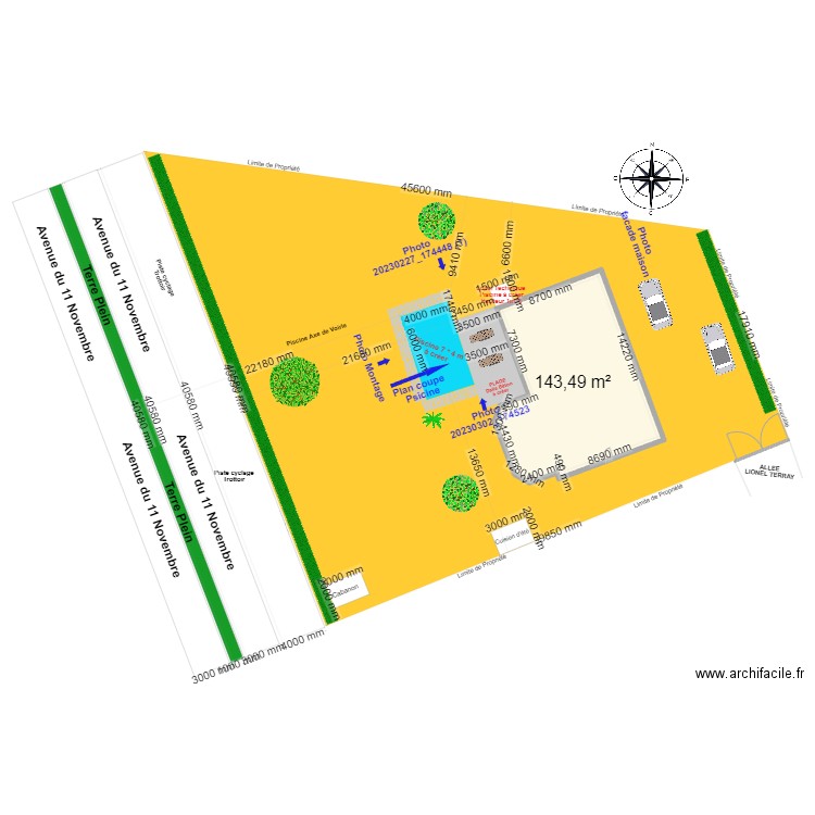 Plan Cadastre. Plan de 1 pièce et 143 m2