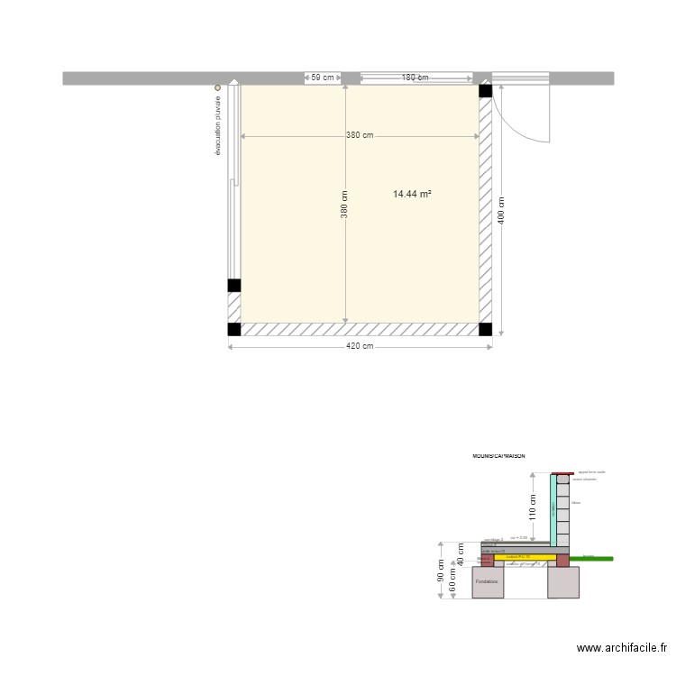 vue en plan definitif apres coup. Plan de 0 pièce et 0 m2