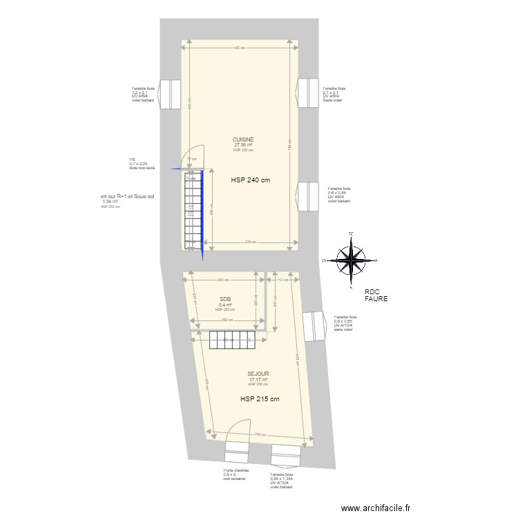 FAURE. Plan de 14 pièces et 108 m2