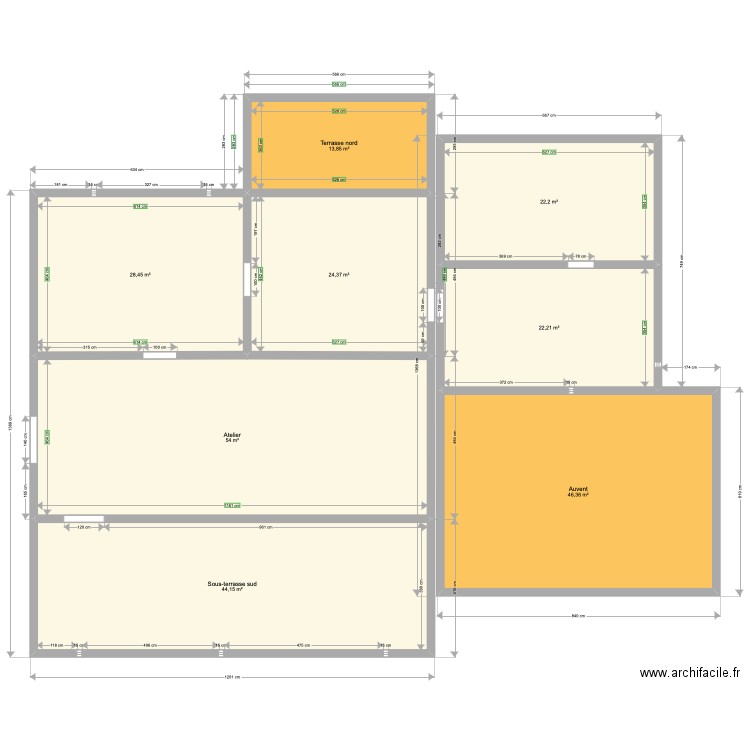 Sous sol Laval Saint Roman. Plan de 8 pièces et 256 m2