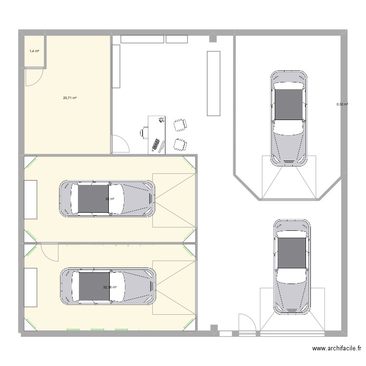 premier. Plan de 5 pièces et 87 m2