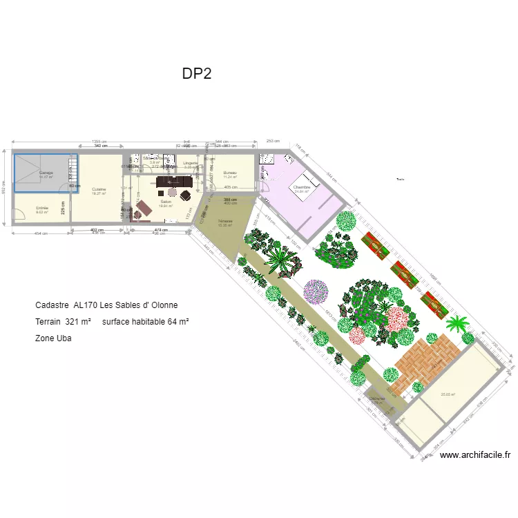 Jardin 14 Ave Bretagne  avec extension. Plan de 