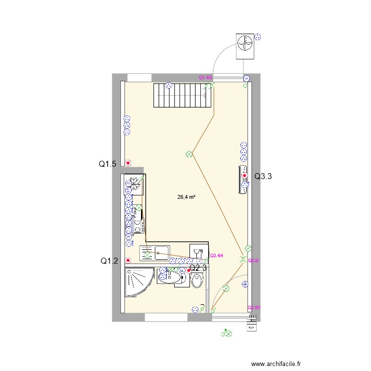 titinehouse elec. Plan de 1 pièce et 26 m2