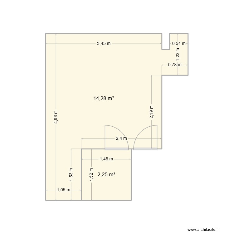 VANHEE. Plan de 2 pièces et 17 m2