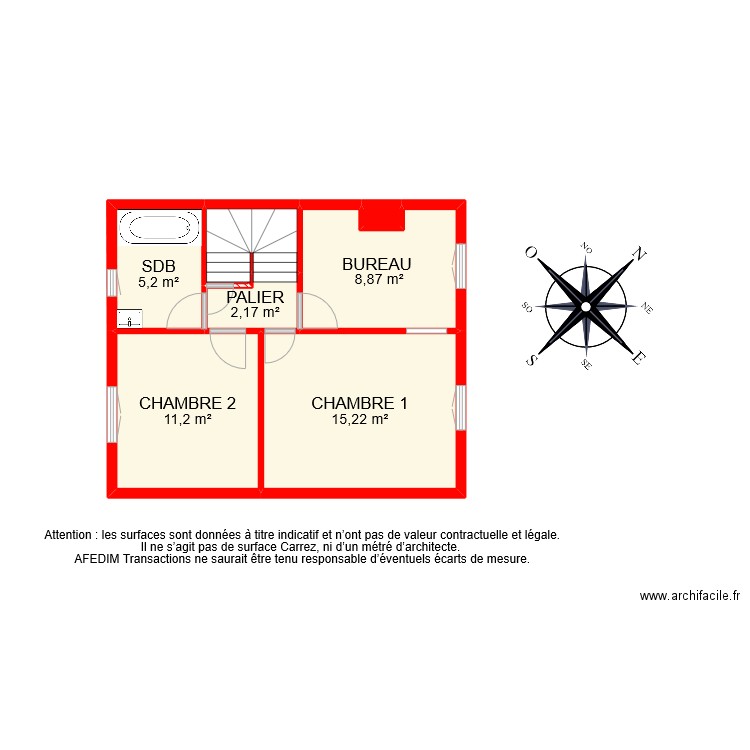 BI 9041 ETAGE . Plan de 7 pièces et 46 m2