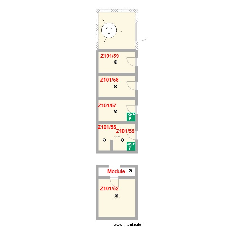 Plan bunker alm. Plan de 6 pièces et 53 m2