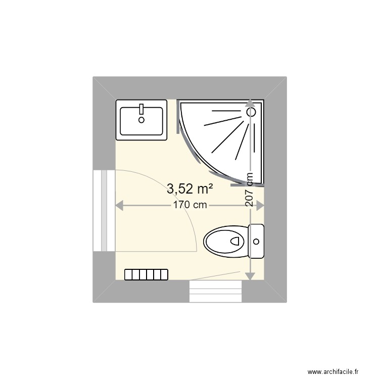 BAYO SDE. Plan de 1 pièce et 4 m2