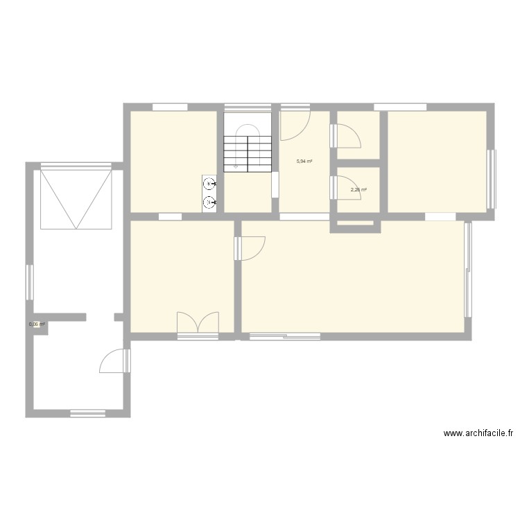 rez sdb. Plan de 9 pièces et 79 m2