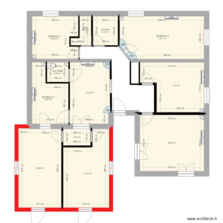 plan l'union projet 2. Plan de 9 pièces et 98 m2