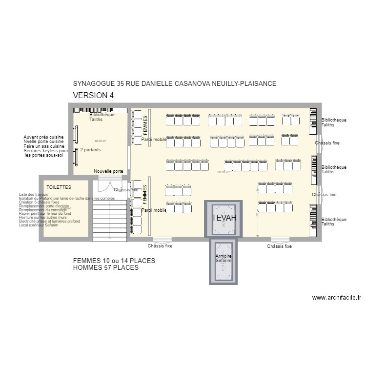 SYNAGOGUE VERSION 4. Plan de 3 pièces et 83 m2