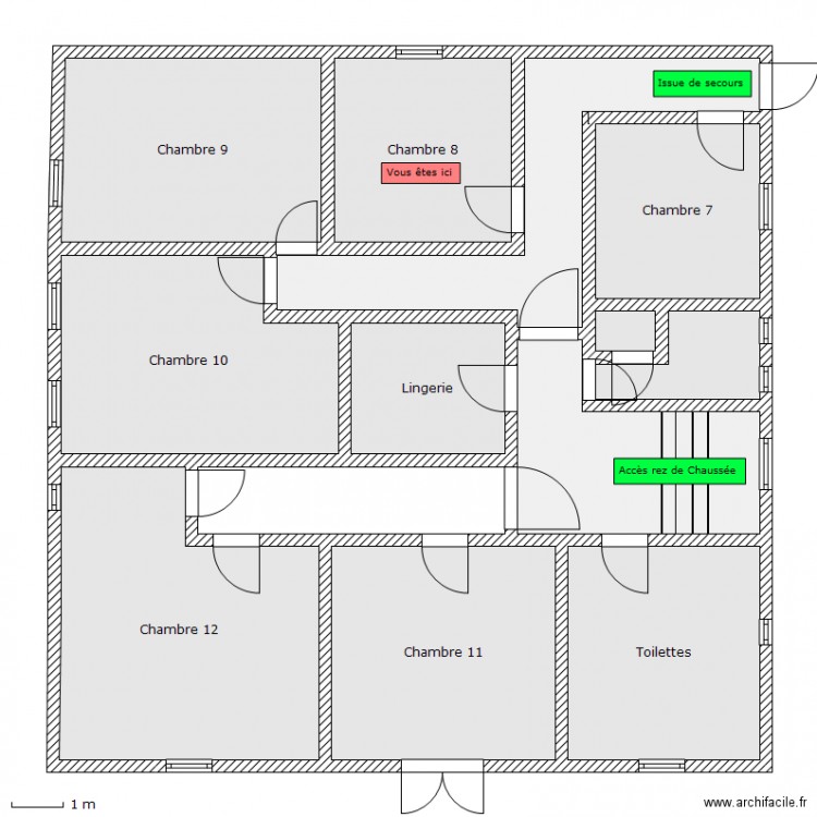 Auberge - 1er etage - Chambre 8. Plan de 0 pièce et 0 m2