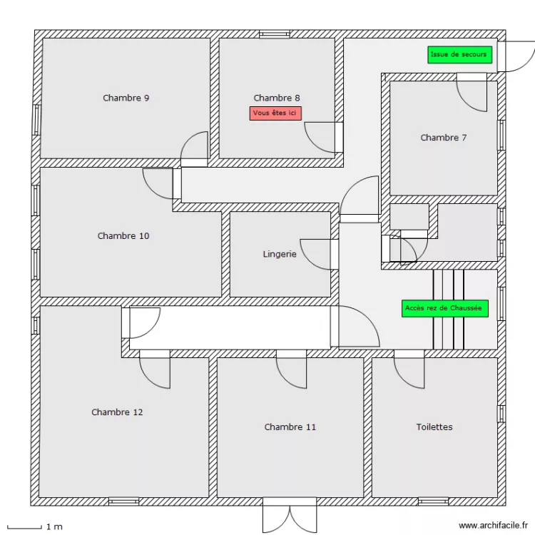 Auberge - 1er etage - Chambre 8. Plan de 