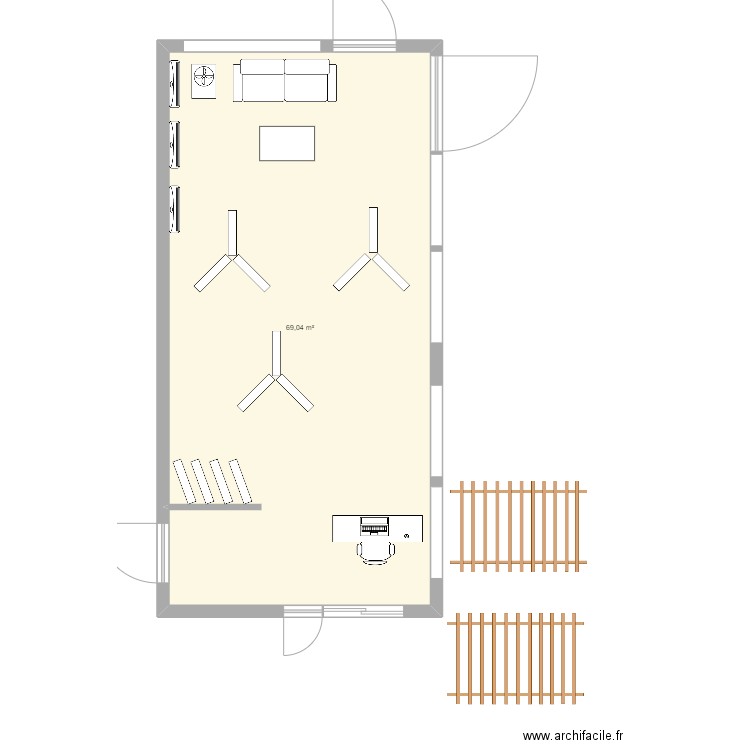 SHOWROOM. Plan de 1 pièce et 69 m2