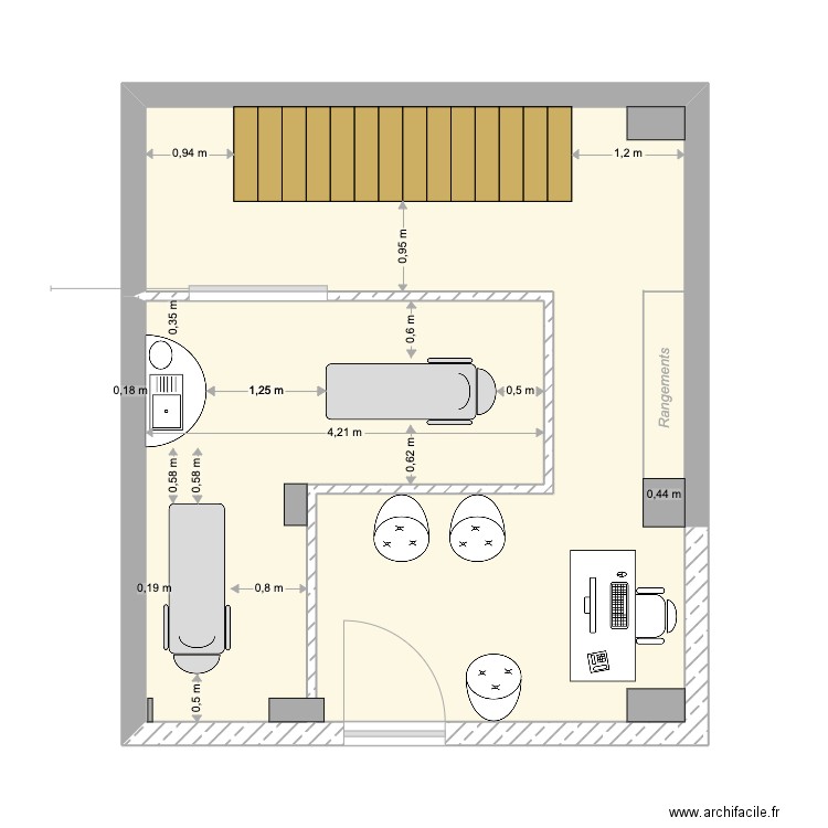 BIARRITZ RDC Propo1. Plan de 2 pièces et 36 m2