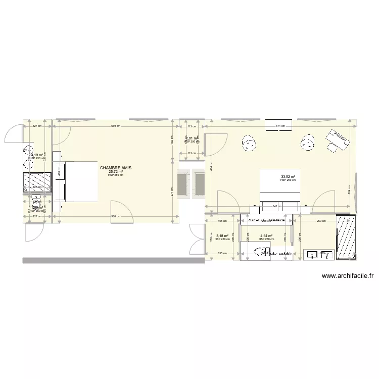 Kerdreho chambre parents. Plan de 