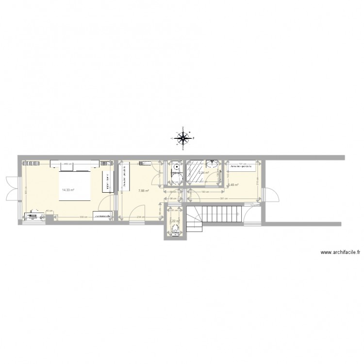 rez de chaussée saint ouen projet avec cotes. Plan de 0 pièce et 0 m2