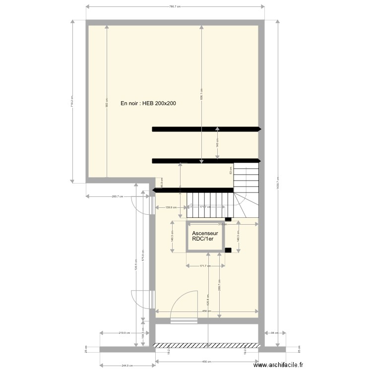 plancher milieu grange. Plan de 0 pièce et 0 m2