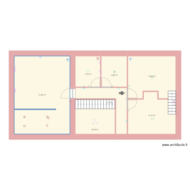 LONGERE CHATEAU plan elec ETAGE ECLAIRAGE. Plan de 7 pièces et 88 m2