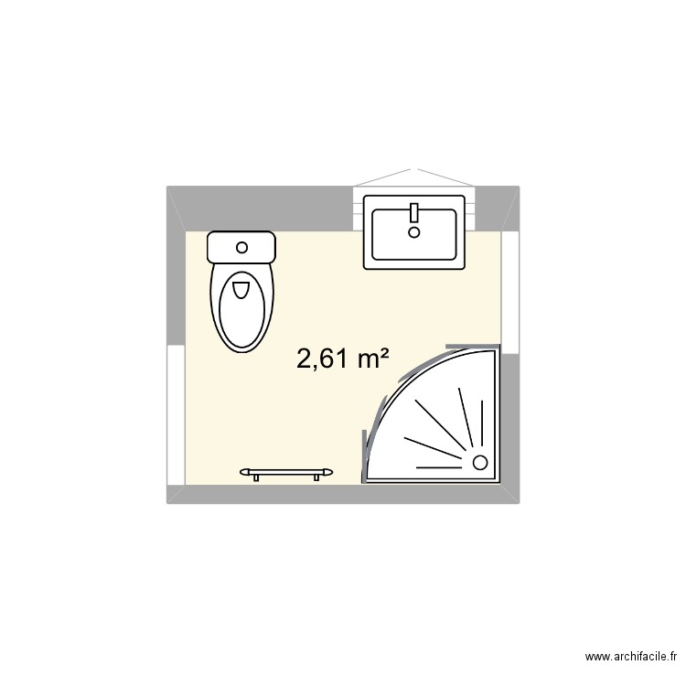 SDB Chausey. Plan de 1 pièce et 3 m2