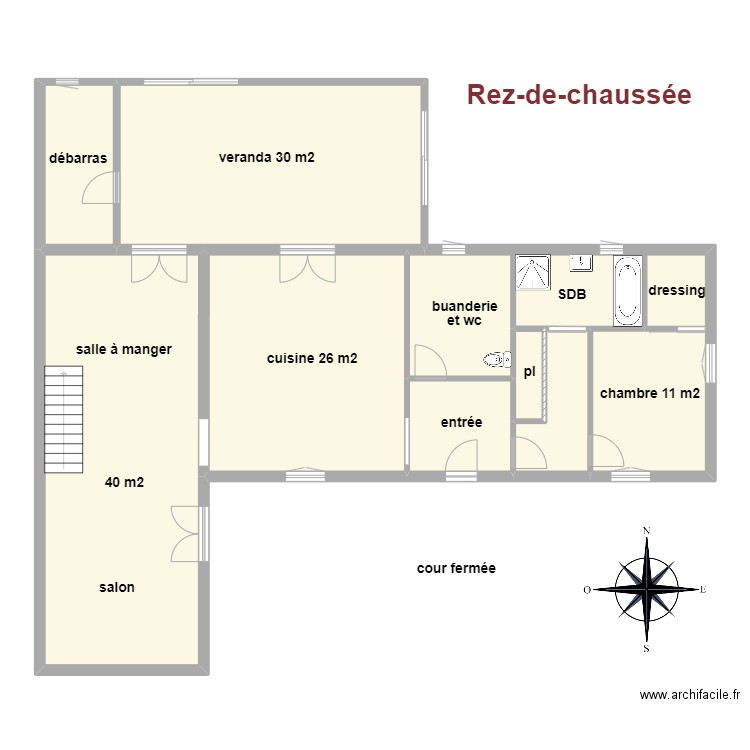 RDC Vignaux. Plan de 8 pièces et 145 m2