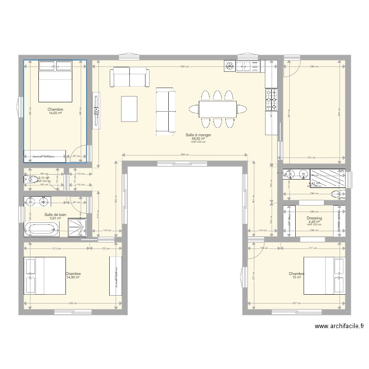 MAISON 1. Plan de 8 pièces et 130 m2