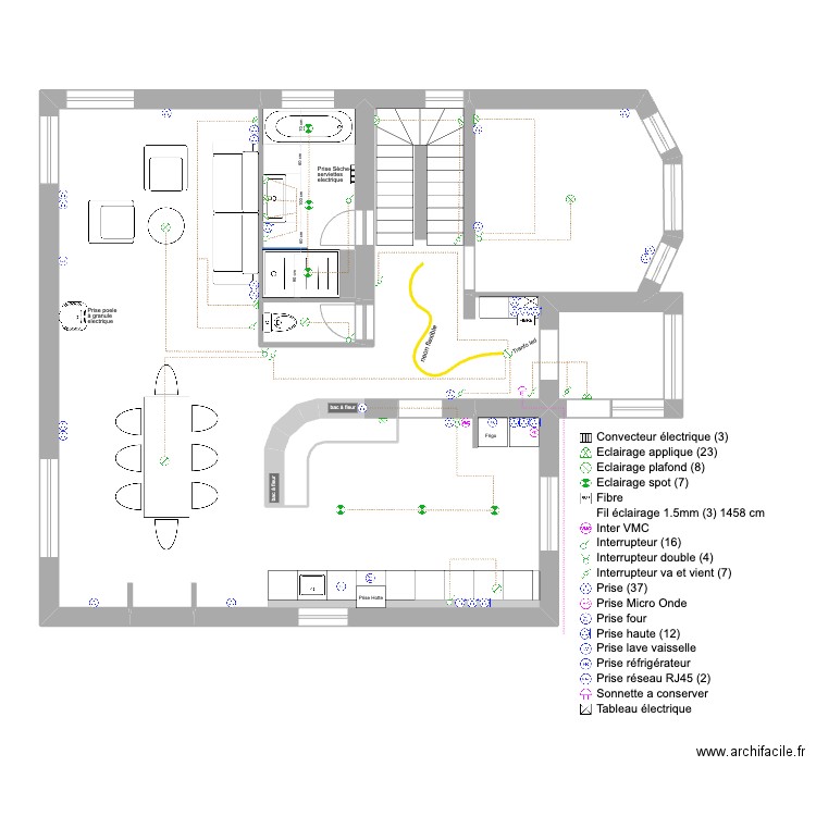 Elec Grigny MM. Plan de 9 pièces et 216 m2