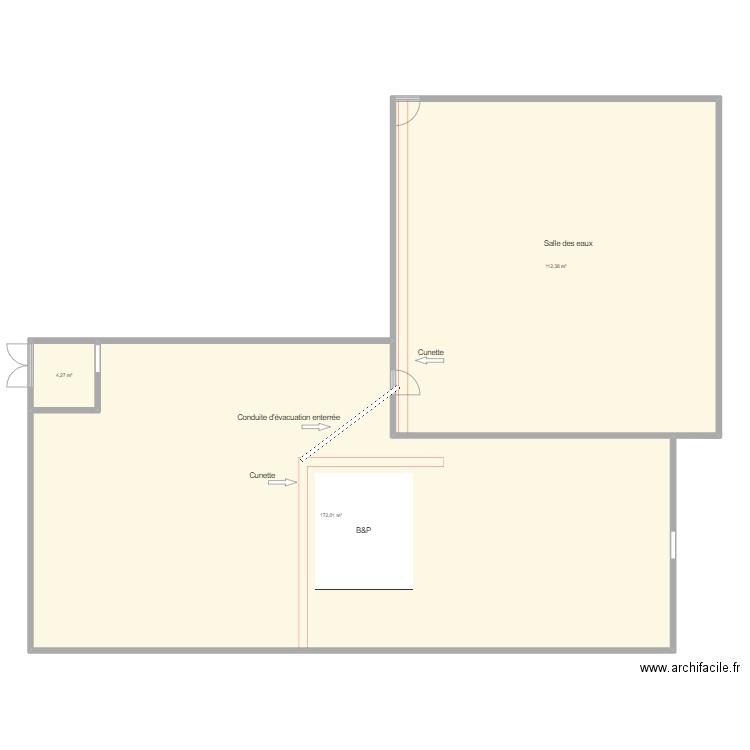 Réalisation cunette zone B&P. Plan de 3 pièces et 289 m2