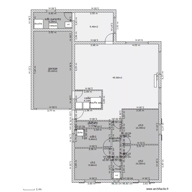 maison 9/2 DCA . Plan de 