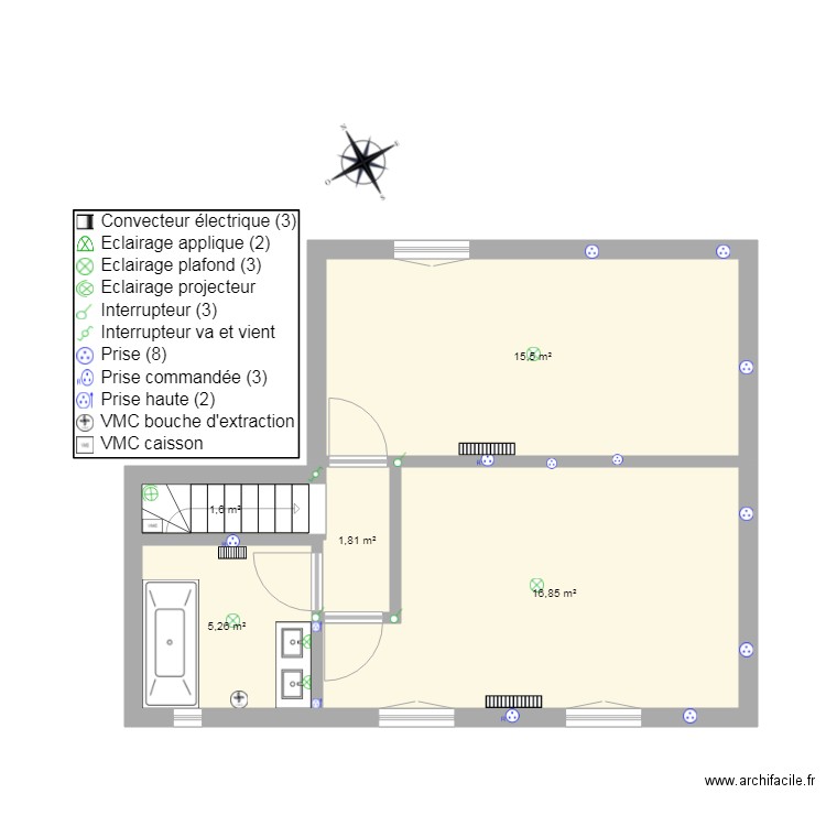 1 etagela tourlandry non meublé. Plan de 0 pièce et 0 m2