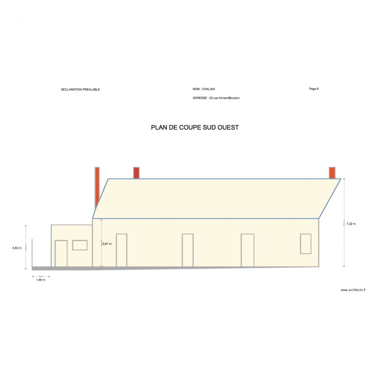 PLAN DE COUPE SUD. Plan de 0 pièce et 0 m2