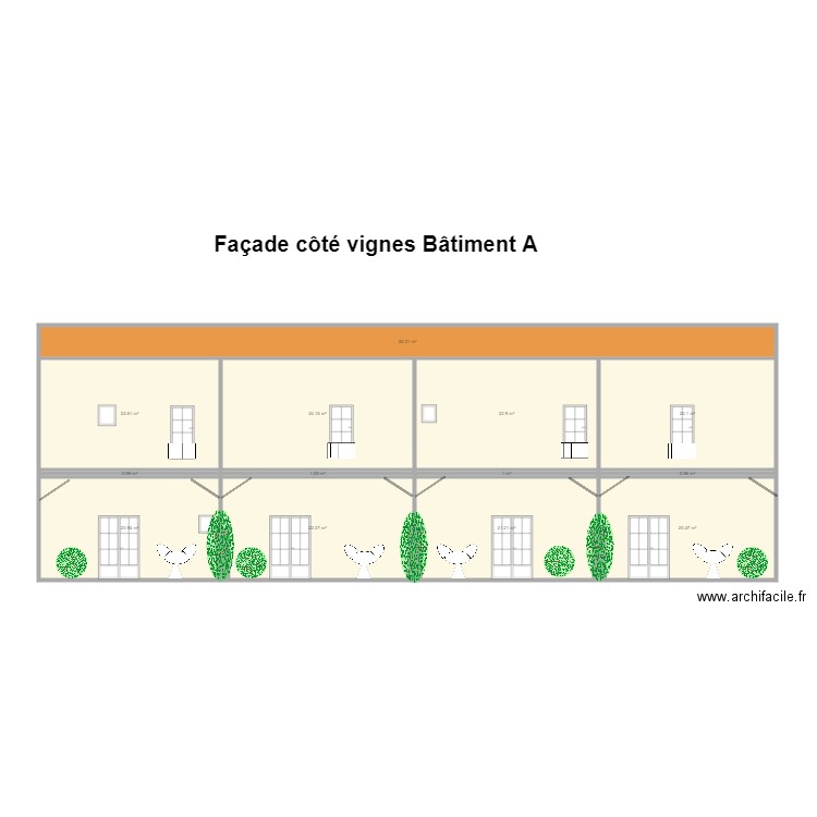 Façade coté vignes Bâtiment A . Plan de 0 pièce et 0 m2