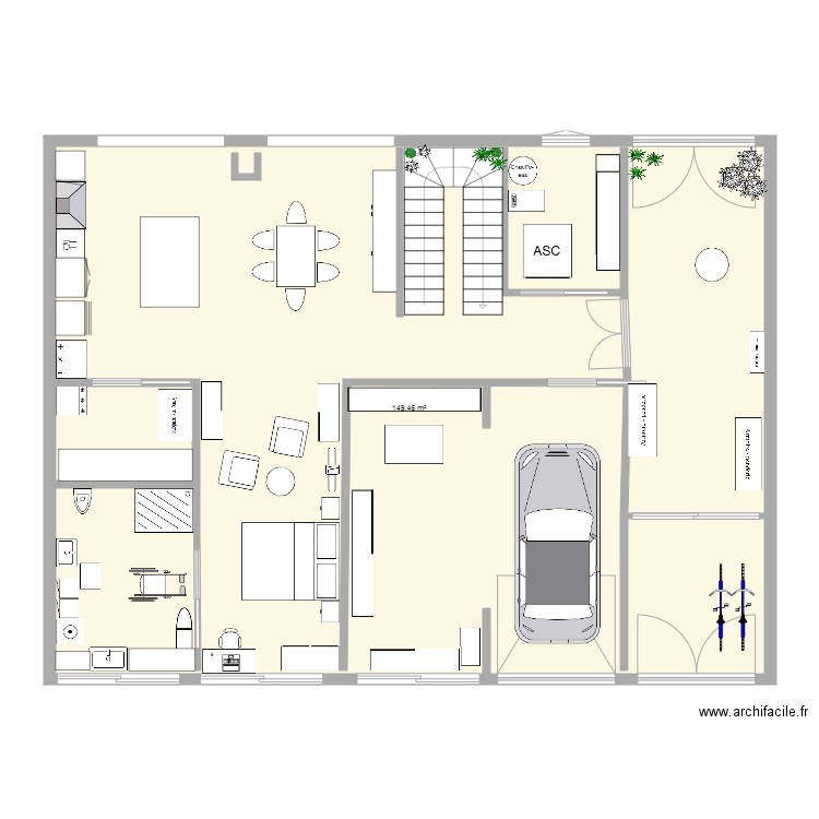 RDC 1er Ebauche. Plan de 1 pièce et 149 m2