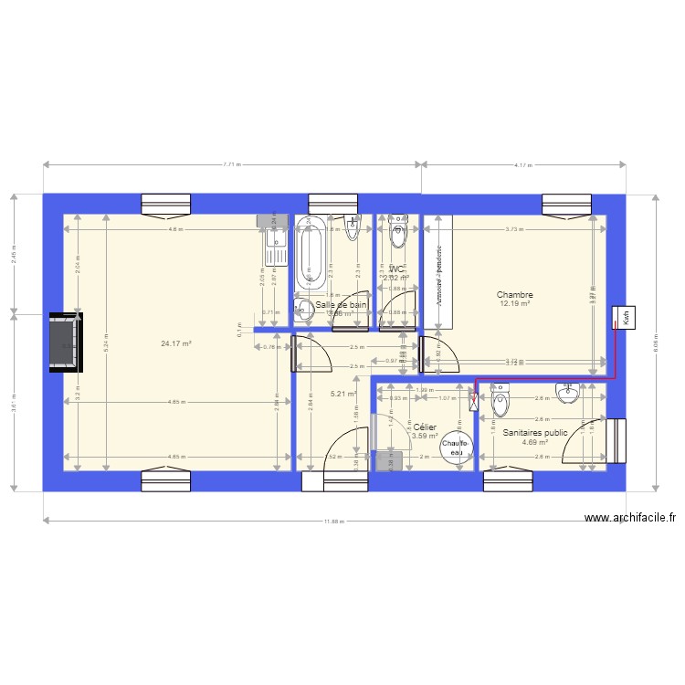 Logement 1bis. Plan de 0 pièce et 0 m2