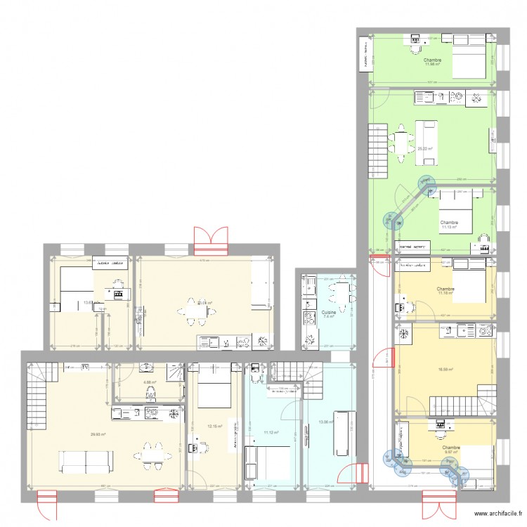 Grand atelier 7 apparts seb CHAMBRE SUPP. Plan de 0 pièce et 0 m2